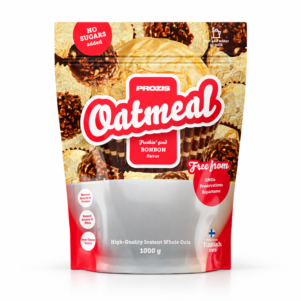Prozis Oatmeal Vollkornhafer 1000g – Bonbon – Studio-Produktfoto