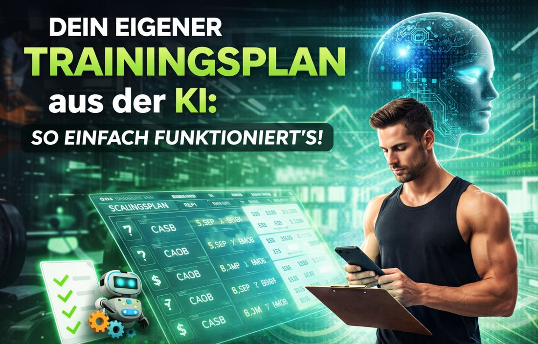 Trainingsplan mit KI erstellen Fitness Workout Muskelaufbau personalisierter Plan Smartphone Gym