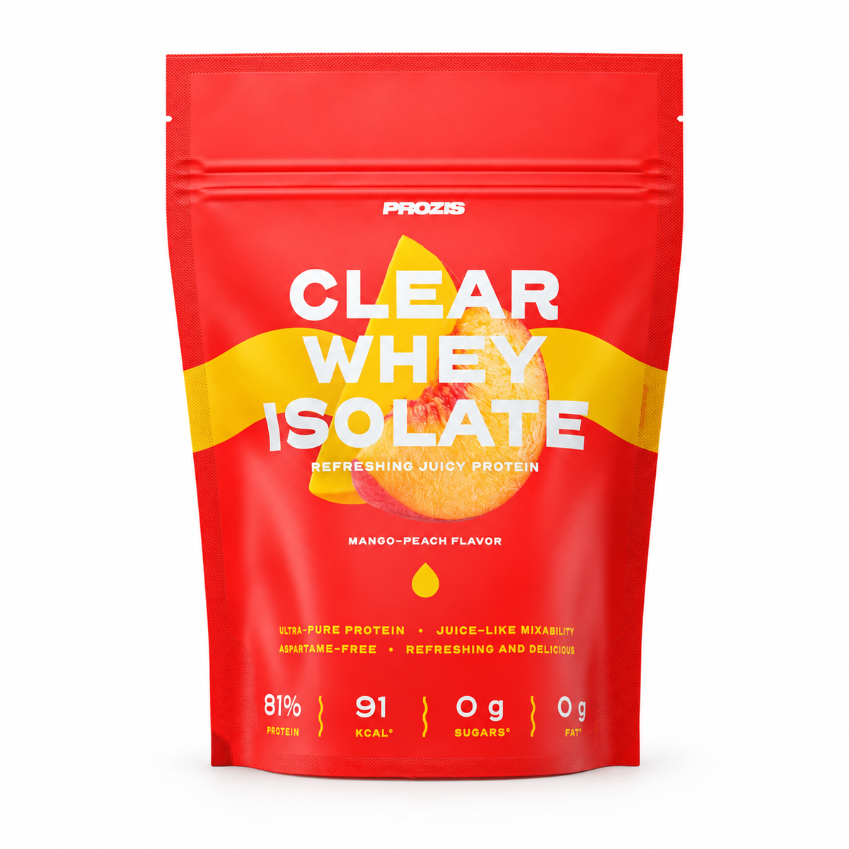 Prozis Clear Whey Isolate 500g – Mango Pfirsich – Studio-Produktfoto