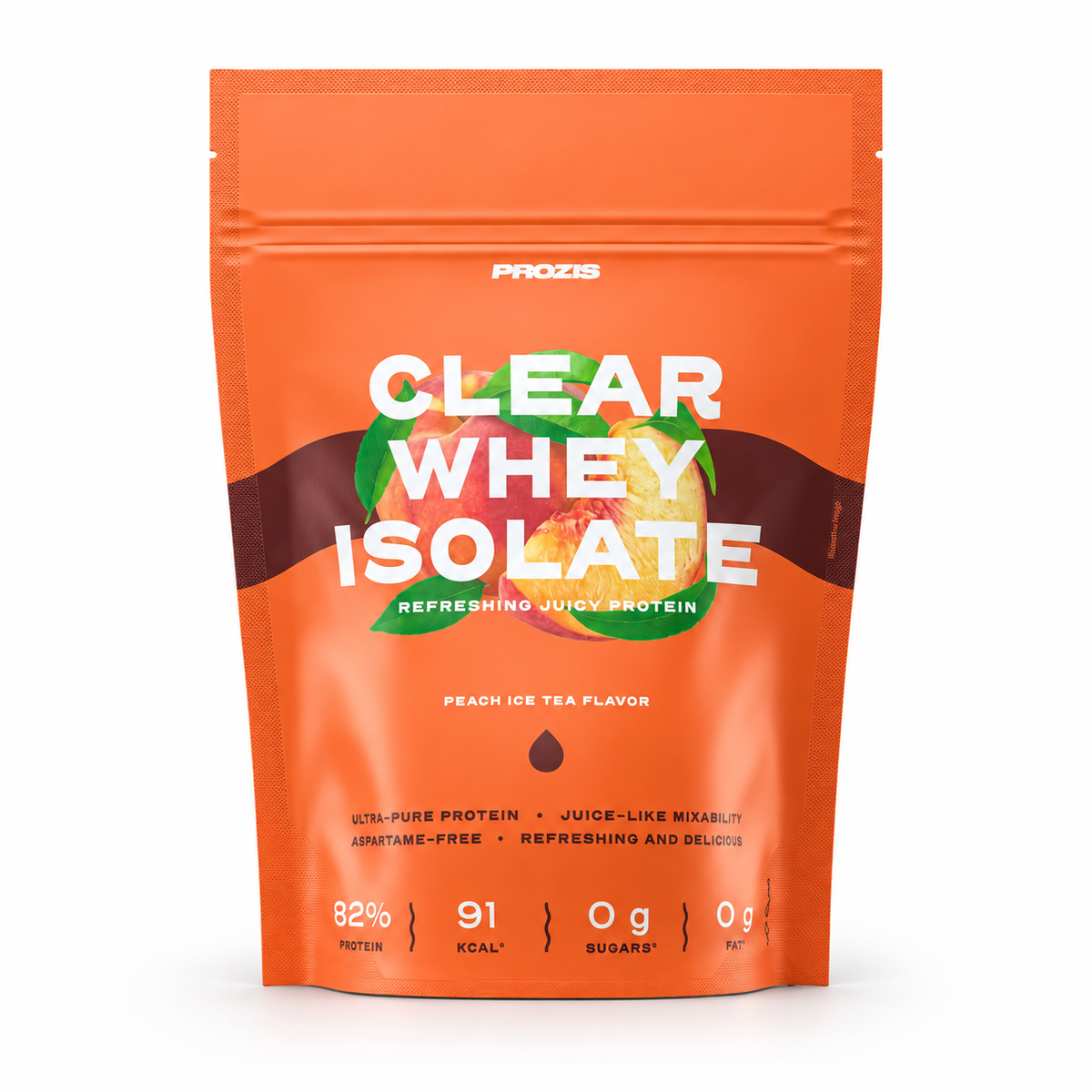 Prozis Clear Whey Isolate 500g – Peach Ice Tea – Studio-Produktfoto