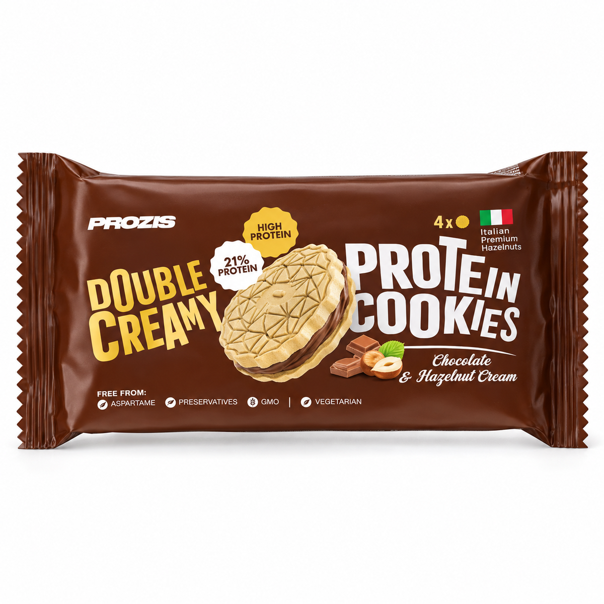 Prozis Double Creamy Protein Cookie 80g Chocolate Hazelnut – Chocolate Hazelnut – Studio-Produktfoto