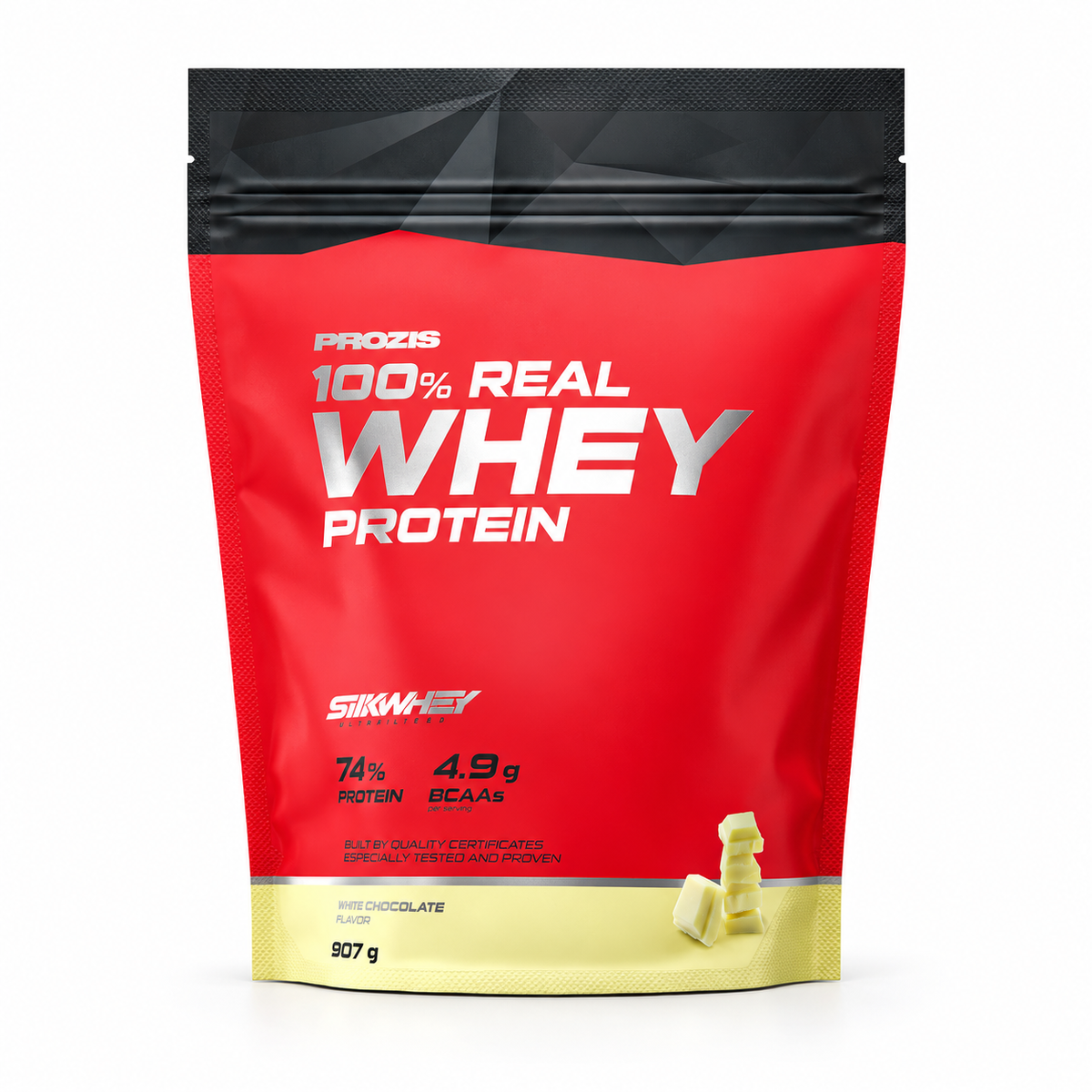 Prozis 100% Real Whey Protein 907g – White Chocolate – Studio-Produktfoto