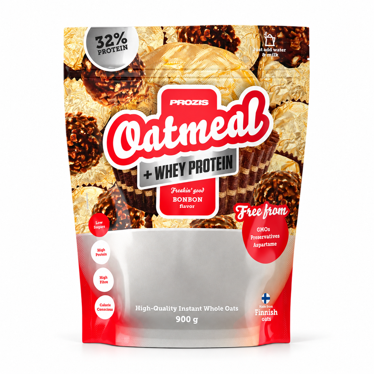 Prozis Oatmeal + Whey Protein 900g – Bonbon – Studio-Produktfoto