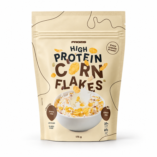 Prozis Proteinreiche Cornflakes 175g – Schokoladen-Duo – Studio-Produktfoto