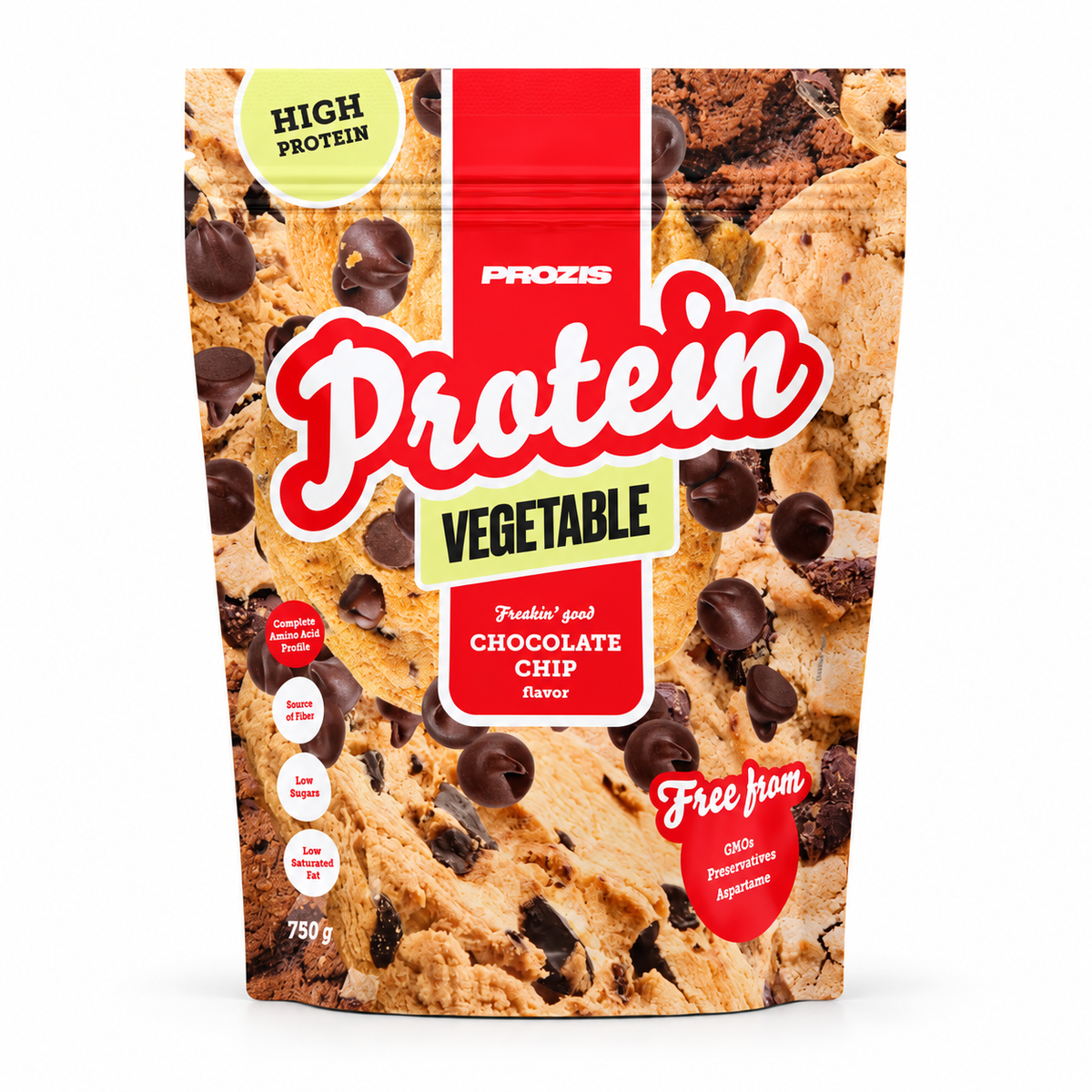 Prozis Vegetable Protein Freaking Good 750g – Chocolate Chip – Studio-Produktfoto